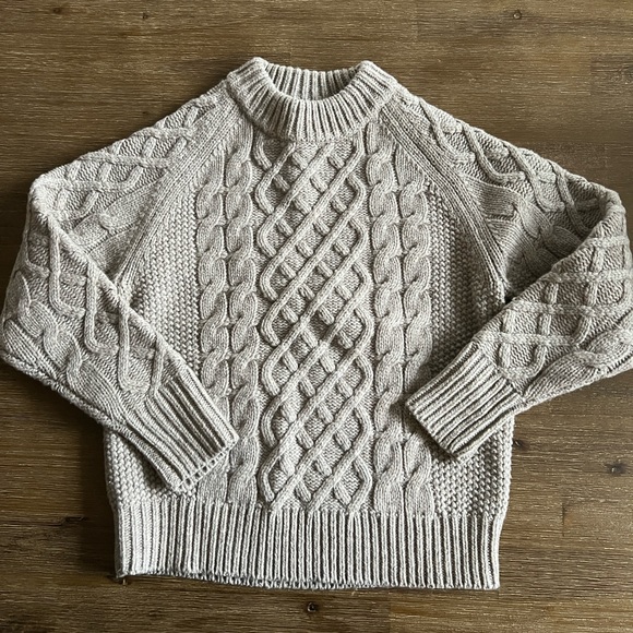 Frank and Oak Wool Taupe/Beige Cable Knit Sweater - Picture 1 of 6